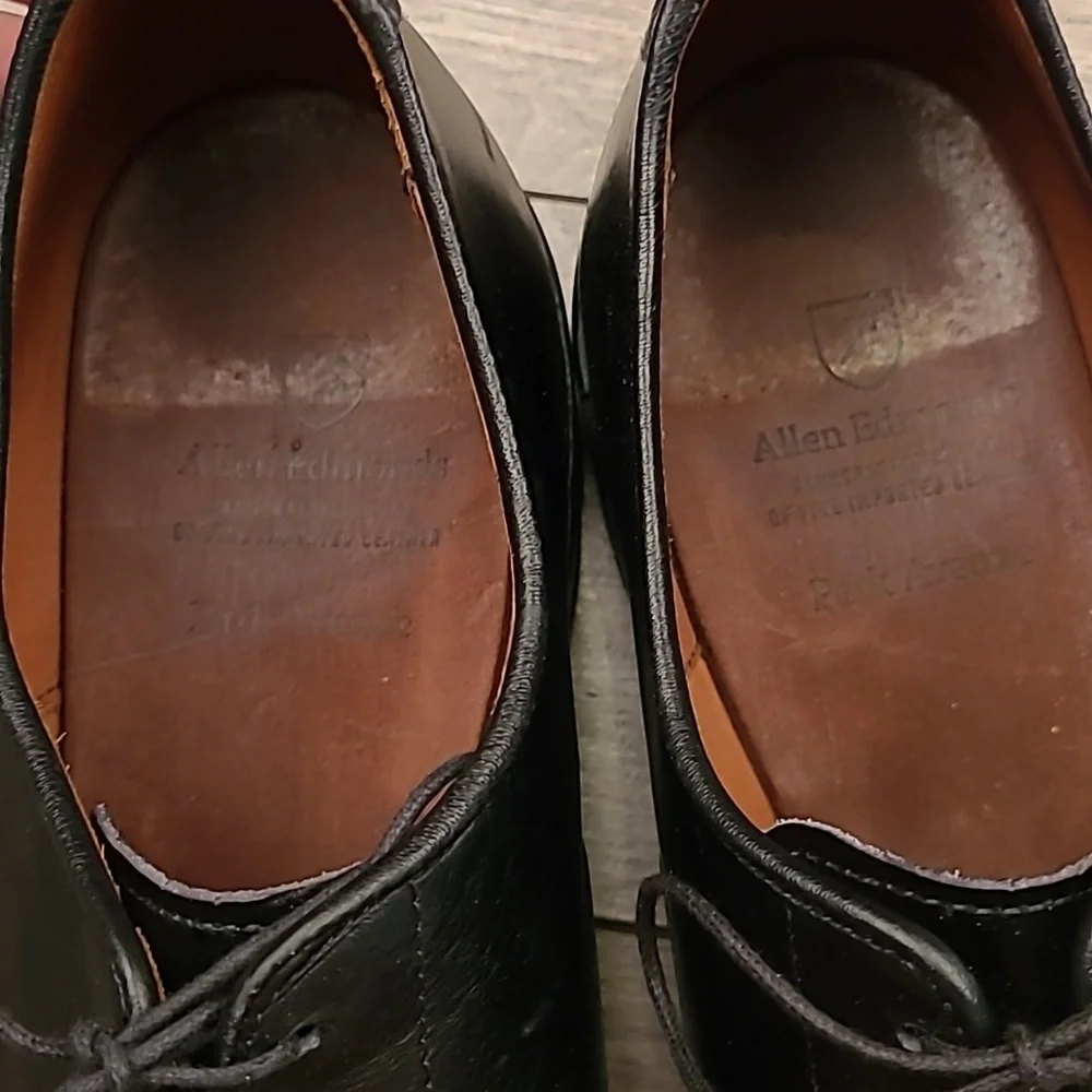 ALLEN EDMONDS Park Avenue Black Leather Cap Toe Sz 12 B‎ Mens Dress Shoes